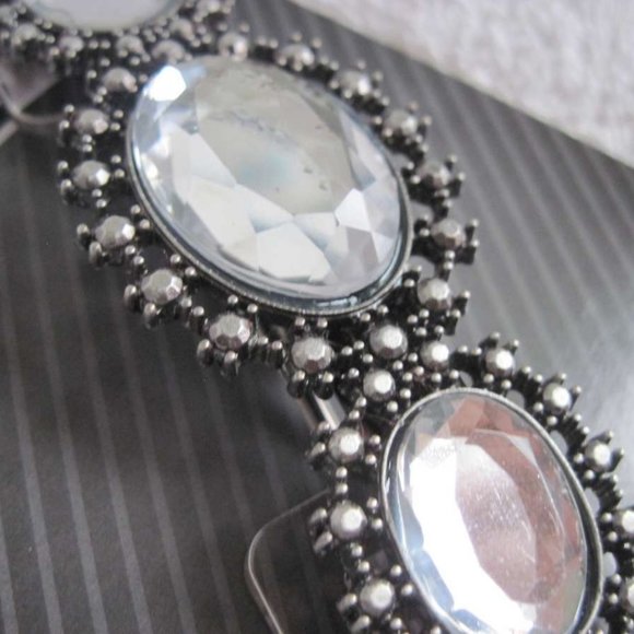 1 Goody Amelia Fashionow Rhinestone Diamond Fancy Metal Hair Barrette Silver Pew - Picture 8 of 8